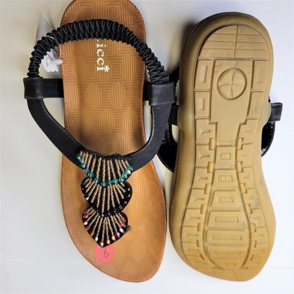 BEADED Sandals Size 9 Elastic Strap Toe Post Cushioned Stylish Sandals NEW - Picture 6 of 10